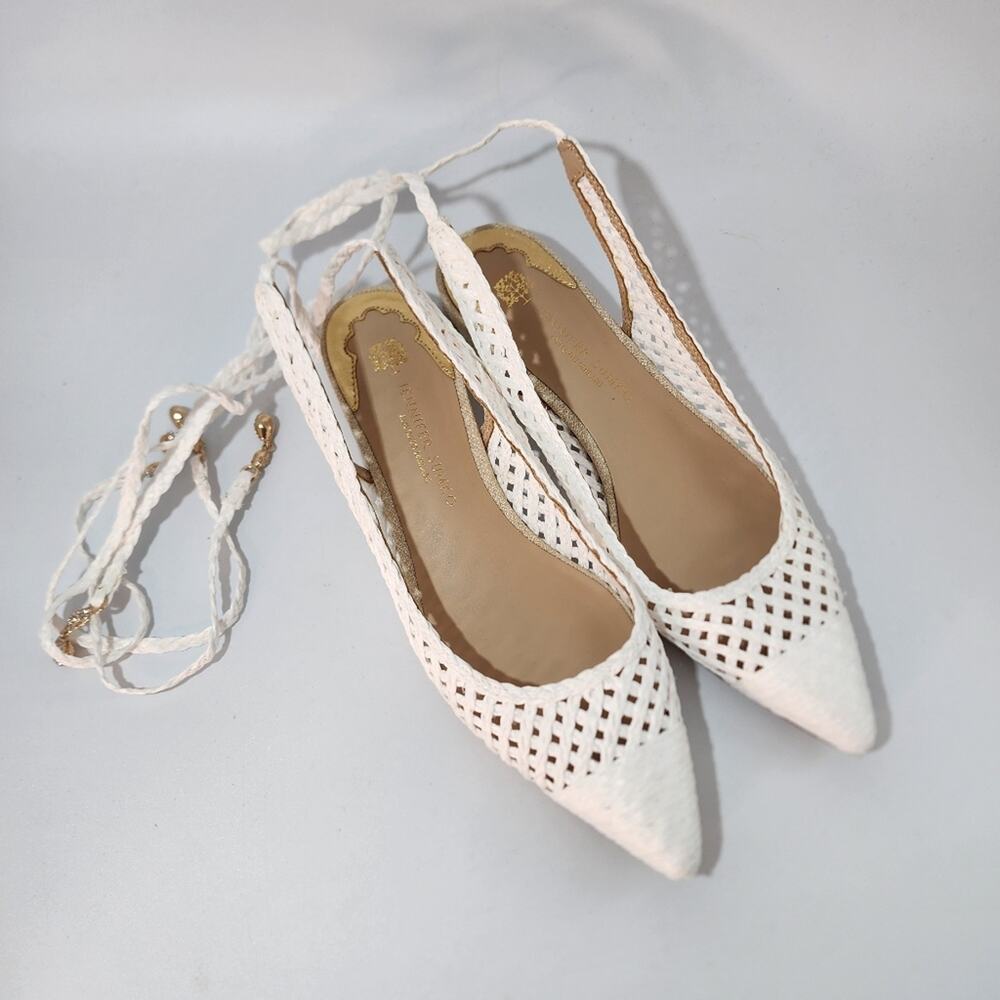 Jennifer Sumko Antonio Melani Newport Woven White Flats Size 8 M NWT